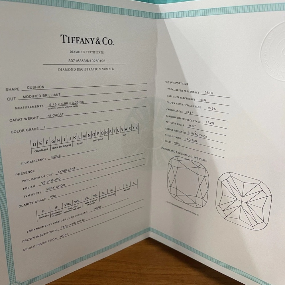 Tiffany & Co. Soleste 1.06 Ct Cushion Diamond Platinum Engagement Ring $15000 - Picture 13 of 15